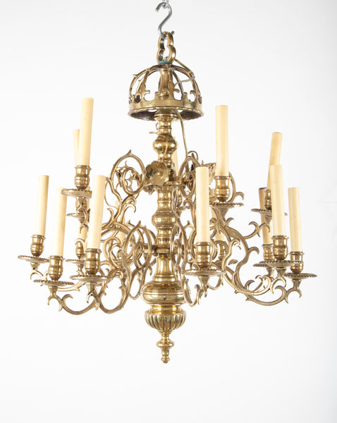 2 Arm Brass Chandelier - Aardvark Antiques