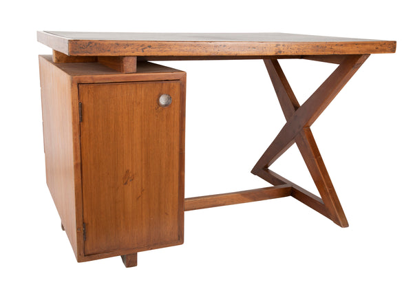 Original Pierre Jeanneret 'X' Leg Desk from the Offices of Chandigarh