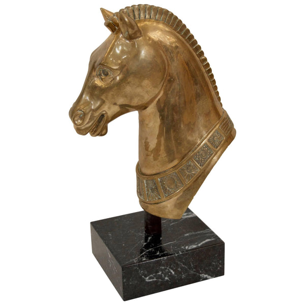 Brass Horse Head on Marble Base – Laurel Rd Antiques & Modern