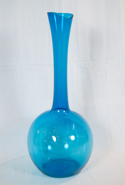 Massive Blue Glass Elongated Vase Attributed to Joel Philip Myers - Blenko  Glass Co