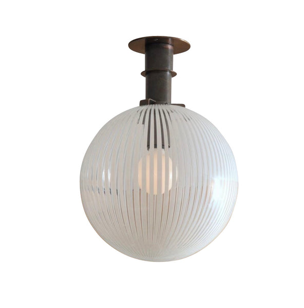 Italian Murano Striped Glass Globe Ceiling Light