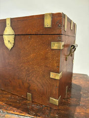 19th Century English Mahogany and Brass Campaign Chest, Small Scale