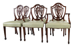 Set of 12 George III Hepplewhite Mahogany Shield Back Dining Chairs