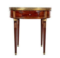 Near Pair of French Louis XVI Marble Top Bouillotte Tables