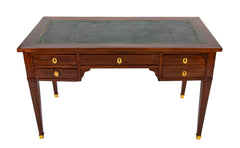 French Directoire Leather Top Mahogany Desk with Pull Out Slides