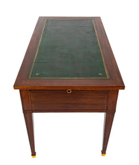 French Directoire Leather Top Mahogany Desk with Pull Out Slides