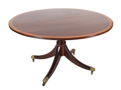 A Regency Mahogany Satinwood Banded Tilt Top Center Table