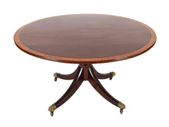 A Regency Mahogany Satinwood Banded Tilt Top Center Table