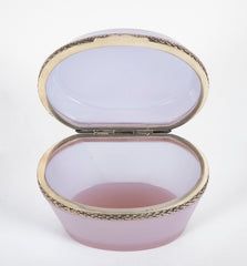 French Pale Lilac Opaline Glass Box with Silvered Bronze Mounts