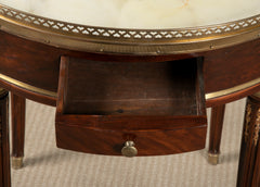 Near Pair of French Louis XVI Marble Top Bouillotte Tables