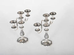 Pair of 19th Century Sheffield Silver Plated Three Arm Candelabra