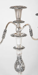 Pair of 19th Century Sheffield Silver Plated Three Arm Candelabra