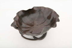 Patinated Bronze Lotus Leaf Shaped Bowl