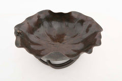 Patinated Bronze Lotus Leaf Shaped Bowl