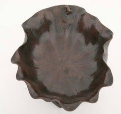 Patinated Bronze Lotus Leaf Shaped Bowl