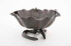 Patinated Bronze Lotus Leaf Shaped Bowl