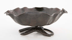 Patinated Bronze Lotus Leaf Shaped Bowl