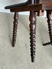 Pair 18th Century Italian Chestnut Hall Chairs Carved With Lion Crests