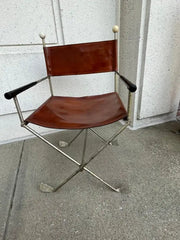 Mid-20th Century Steel and Leather Directors Chair Made from Golf Clubs