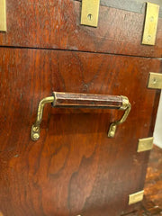 19th Century English Mahogany and Brass Campaign Chest, Small Scale