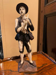 18th Century Austrian Baroque Carved Figure of a Beggar Musician