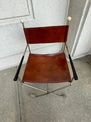 Mid-20th Century Steel and Leather Directors Chair Made from Golf Clubs