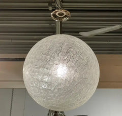 Suspended Crackle Glass "Globe" Pendant  Light by Doria Leuchten.