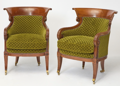 Pair of English Regency Mahogany Bergeres In The Manner Of George Oakley