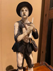 18th Century Austrian Baroque Carved Figure of a Beggar Musician