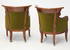 Pair of English Regency Mahogany Bergeres In The Manner Of George Oakley