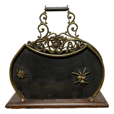 19th Century English Mahogany Brass And Steel Magazine Rack