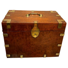 19th Century English Mahogany and Brass Campaign Chest, Small Scale