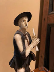 18th Century Austrian Baroque Carved Figure of a Beggar Musician