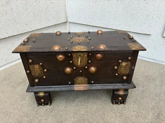 18th Century Dutch Colonial Teak Chest with Brass and Copper Mounts