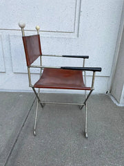 Mid-20th Century Steel and Leather Directors Chair Made from Golf Clubs