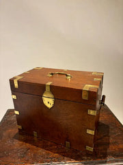 19th Century English Mahogany and Brass Campaign Chest, Small Scale