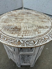 Pair Anglo Indian Carved and Painted Round Side Tables