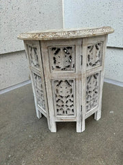 Pair Anglo Indian Carved and Painted Round Side Tables