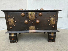 18th Century Dutch Colonial Teak Chest with Brass and Copper Mounts