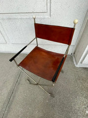 Mid-20th Century Steel and Leather Directors Chair Made from Golf Clubs