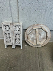 Pair Anglo Indian Carved and Painted Round Side Tables