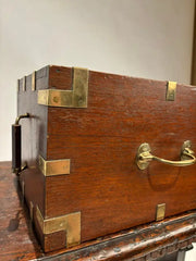 19th Century English Mahogany and Brass Campaign Chest, Small Scale