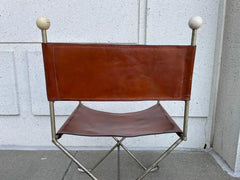 Mid-20th Century Steel and Leather Directors Chair Made from Golf Clubs