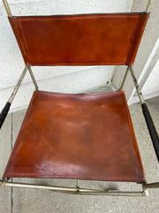 Mid-20th Century Steel and Leather Directors Chair Made from Golf Clubs