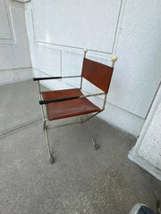 Mid-20th Century Steel and Leather Directors Chair Made from Golf Clubs