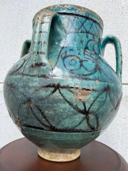 18th Century Turkish Ottoman Turquoise Glazed Storage Jar