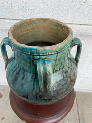 18th Century Turkish Ottoman Turquoise Glazed Storage Jar