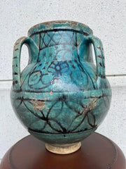 18th Century Turkish Ottoman Turquoise Glazed Storage Jar