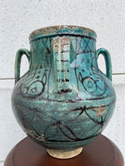 18th Century Turkish Ottoman Turquoise Glazed Storage Jar