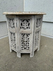 Pair Anglo Indian Carved and Painted Round Side Tables